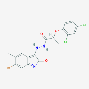 N'-(6-bromo-5-methyl-2-oxoindol-3-yl)-2-(2,4-dichlorophenoxy)propanehydrazide