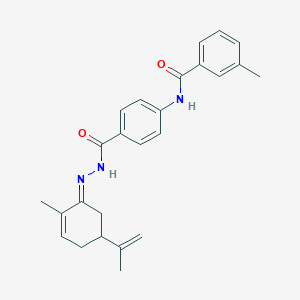molecular formula C25H27N3O2 B322996 N-(4-{[2-(5-isopropenyl-2-methylcyclohex-2-en-1-ylidene)hydrazino]carbonyl}phenyl)-3-methylbenzamide 