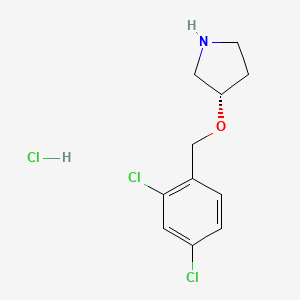 molecular formula C11H14Cl3NO B3229993 (S)-3-(2,4-Dichloro-benzyloxy)-pyrrolidine hydrochloride CAS No. 1289585-28-9