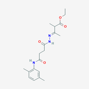 molecular formula C19H27N3O4 B323001 Ethyl 3-{[4-(2,5-dimethylanilino)-4-oxobutanoyl]hydrazono}-2-methylbutanoate 