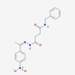 molecular formula C19H20N4O4 B323009 N-benzyl-4-[2-(1-{4-nitrophenyl}ethylidene)hydrazino]-4-oxobutanamide 