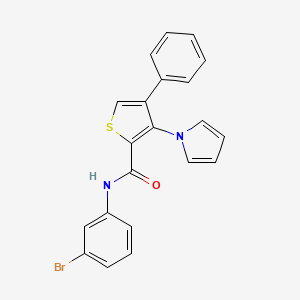 molecular formula C21H15BrN2OS B3230109 N-(3-bromophenyl)-4-phenyl-3-(1H-pyrrol-1-yl)thiophene-2-carboxamide CAS No. 1291844-43-3