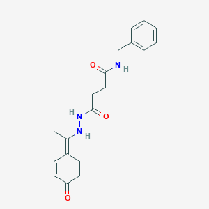 molecular formula C20H23N3O3 B323011 N-benzyl-4-oxo-4-[2-[1-(4-oxocyclohexa-2,5-dien-1-ylidene)propyl]hydrazinyl]butanamide 