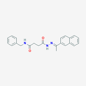 molecular formula C23H23N3O2 B323013 N-benzyl-4-{2-[1-(2-naphthyl)ethylidene]hydrazino}-4-oxobutanamide 