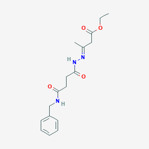 molecular formula C17H23N3O4 B323014 Ethyl 3-{[4-(benzylamino)-4-oxobutanoyl]hydrazono}butanoate 