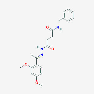 molecular formula C21H25N3O4 B323018 N-benzyl-4-{2-[1-(2,4-dimethoxyphenyl)ethylidene]hydrazino}-4-oxobutanamide 