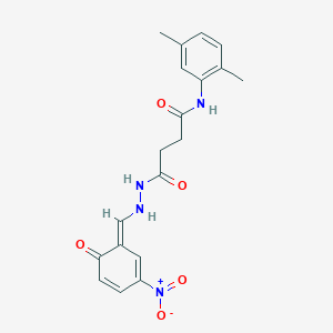 molecular formula C19H20N4O5 B323023 N-(2,5-dimethylphenyl)-4-[2-[(E)-(3-nitro-6-oxocyclohexa-2,4-dien-1-ylidene)methyl]hydrazinyl]-4-oxobutanamide 