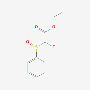 molecular formula C10H11FO3S B3230230 Acetic acid, 2-fluoro-2-(phenylsulfinyl)-, ethyl ester CAS No. 129599-90-2