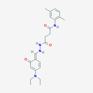 molecular formula C23H30N4O3 B323024 4-[2-[(E)-[4-(diethylamino)-6-oxocyclohexa-2,4-dien-1-ylidene]methyl]hydrazinyl]-N-(2,5-dimethylphenyl)-4-oxobutanamide 