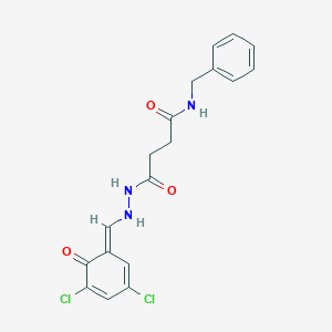 molecular formula C18H17Cl2N3O3 B323030 N-benzyl-4-[2-[(E)-(3,5-dichloro-6-oxocyclohexa-2,4-dien-1-ylidene)methyl]hydrazinyl]-4-oxobutanamide 