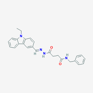 molecular formula C26H26N4O2 B323032 N-benzyl-4-{2-[(9-ethyl-9H-carbazol-3-yl)methylene]hydrazino}-4-oxobutanamide 