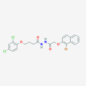 molecular formula C22H19BrCl2N2O4 B323039 N'-{[(1-bromonaphthalen-2-yl)oxy]acetyl}-4-(2,4-dichlorophenoxy)butanehydrazide 