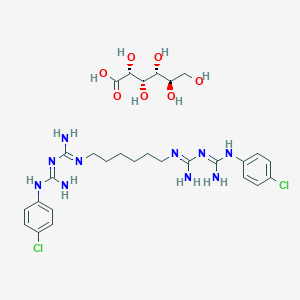molecular formula C28H42Cl2N10O7 B3230620 D-Gluconic acid, compd. with N1,N14-bis(4-chlorophenyl)-3,12-diimino-2,4,11,13-tetraazatetradecanediimidamide (1:1) CAS No. 1308292-96-7