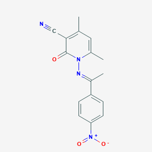 molecular formula C16H14N4O3 B323069 4,6-dimethyl-1-{[(1E)-1-(4-nitrophenyl)ethylidene]amino}-2-oxo-1,2-dihydropyridine-3-carbonitrile 