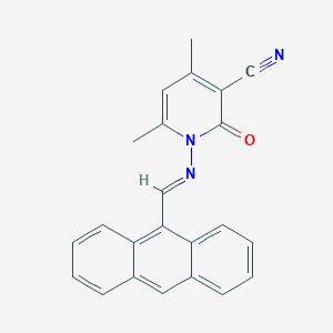 molecular formula C23H17N3O B323071 1-[(9-Anthrylmethylene)amino]-4,6-dimethyl-2-oxo-1,2-dihydropyridine-3-carbonitrile 