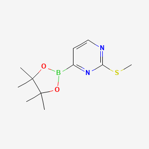 molecular formula C11H17BN2O2S B3230713 2-(Methylthio)-4-(4,4,5,5-tetramethyl-1,3,2-dioxaborolan-2-YL)pyrimidine CAS No. 1310383-19-7