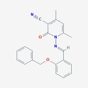 molecular formula C22H19N3O2 B323075 1-({(1E)-[2-(benzyloxy)phenyl]methylene}amino)-4,6-dimethyl-2-oxo-1,2-dihydropyridine-3-carbonitrile 