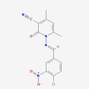molecular formula C15H11ClN4O3 B323079 1-({4-Chloro-3-nitrobenzylidene}amino)-4,6-dimethyl-2-oxo-1,2-dihydropyridine-3-carbonitrile 