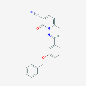 molecular formula C22H19N3O2 B323080 1-({(1E)-[3-(benzyloxy)phenyl]methylene}amino)-4,6-dimethyl-2-oxo-1,2-dihydropyridine-3-carbonitrile 