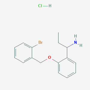 molecular formula C16H19BrClNO B3230811 1-{2-[(2-Bromophenyl)methoxy]phenyl}propan-1-amine hydrochloride CAS No. 1311314-33-6