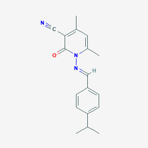molecular formula C18H19N3O B323084 1-[(4-Isopropylbenzylidene)amino]-4,6-dimethyl-2-oxo-1,2-dihydro-3-pyridinecarbonitrile 