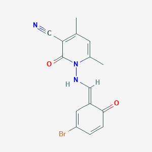 molecular formula C15H12BrN3O2 B323085 1-[[(E)-(3-bromo-6-oxocyclohexa-2,4-dien-1-ylidene)methyl]amino]-4,6-dimethyl-2-oxopyridine-3-carbonitrile 