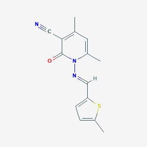 molecular formula C14H13N3OS B323086 4,6-Dimethyl-1-{[(5-methylthien-2-yl)methylene]amino}-2-oxo-1,2-dihydropyridine-3-carbonitrile 
