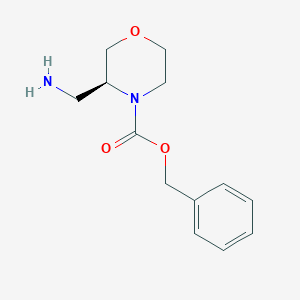 molecular formula C13H18N2O3 B3230884 (S)-4-Cbz-3-(aminomethyl)morpholine CAS No. 1312161-61-7