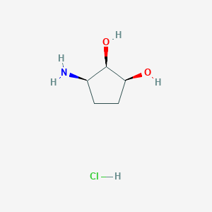 molecular formula C5H12ClNO2 B3230913 (1S,2R,3R)-3-aminocyclopentane-1,2-diol hydrochloride CAS No. 1312465-04-5
