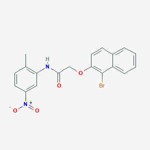 molecular formula C19H15BrN2O4 B323092 2-[(1-bromo-2-naphthyl)oxy]-N-{5-nitro-2-methylphenyl}acetamide 