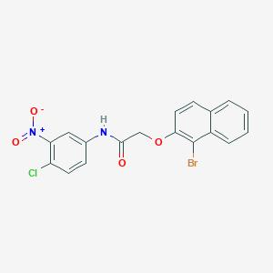 molecular formula C18H12BrClN2O4 B323093 2-[(1-bromo-2-naphthyl)oxy]-N-{4-chloro-3-nitrophenyl}acetamide 