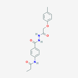 molecular formula C19H21N3O4 B323097 N-[4-({2-[(4-methylphenoxy)acetyl]hydrazino}carbonyl)phenyl]propanamide 