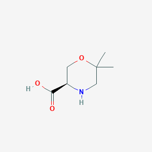 molecular formula C7H13NO3 B3231009 (R)-6,6-Dimethylmorpholine-3-carboxylic acid CAS No. 1313479-60-5