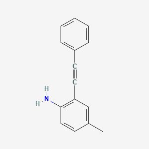 molecular formula C15H13N B3231045 4-Methyl-2-(phenylethynyl)aniline CAS No. 13141-44-1