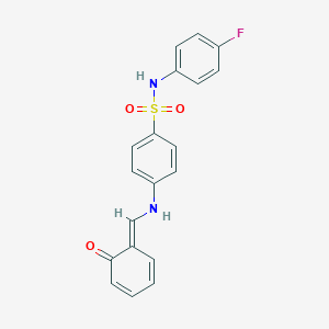 N-(4-fluorophenyl)-4-[[(E)-(6-oxocyclohexa-2,4-dien-1-ylidene)methyl]amino]benzenesulfonamide