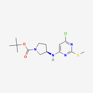 molecular formula C14H21ClN4O2S B3231057 (R)-3-(6-Chloro-2-methylsulfanyl-pyrimidin-4-ylamino)-pyrrolidine-1-carboxylic acid tert-butyl ester CAS No. 1314354-78-3