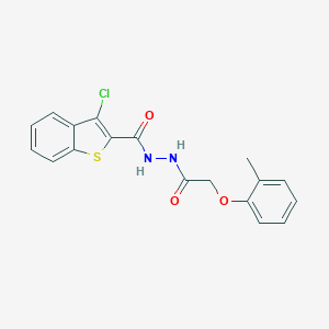 molecular formula C18H15ClN2O3S B323122 3-chloro-N'-[(2-methylphenoxy)acetyl]-1-benzothiophene-2-carbohydrazide 