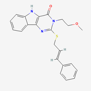 molecular formula C22H21N3O2S B3231458 2-(cinnamylthio)-3-(2-methoxyethyl)-3H-pyrimido[5,4-b]indol-4(5H)-one CAS No. 1322263-02-4