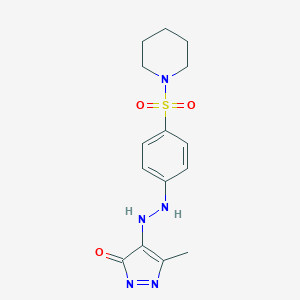 molecular formula C15H19N5O3S B323146 5-methyl-4-[2-(4-piperidin-1-ylsulfonylphenyl)hydrazinyl]pyrazol-3-one 