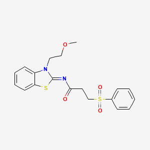 (E)-N-(3-(2-methoxyethyl)benzo[d]thiazol-2(3H)-ylidene)-3-(phenylsulfonyl)propanamide