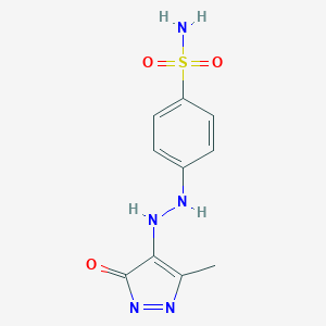molecular formula C10H11N5O3S B323148 4-[2-(3-methyl-5-oxopyrazol-4-yl)hydrazinyl]benzenesulfonamide 
