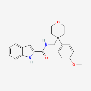 molecular formula C22H24N2O3 B3231501 N-((4-(4-methoxyphenyl)tetrahydro-2H-pyran-4-yl)methyl)-1H-indole-2-carboxamide CAS No. 1323630-20-1