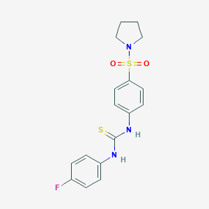 molecular formula C17H18FN3O2S2 B323151 N-(4-fluorophenyl)-N'-[4-(1-pyrrolidinylsulfonyl)phenyl]thiourea 