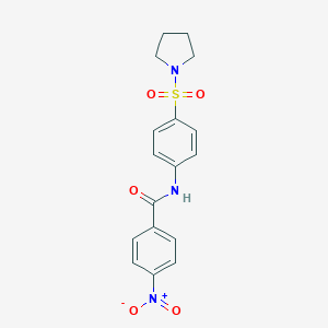 molecular formula C17H17N3O5S B323153 4-Nitro-N-[4-(pyrrolidine-1-sulfonyl)-phenyl]-benzamide CAS No. 6225-21-4