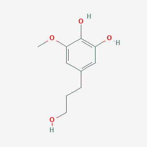molecular formula C10H14O4 B3231531 5-(3-Hydroxypropyl)-3-methoxybenzene-1,2-diol CAS No. 132473-95-1