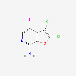 molecular formula C7H3Cl2IN2O B3231582 2,3-Dichloro-4-iodofuro[2,3-c]pyridin-7-amine CAS No. 1326713-71-6