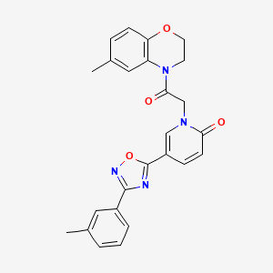 molecular formula C25H22N4O4 B3231614 1-[2-(6-methyl-2,3-dihydro-4H-1,4-benzoxazin-4-yl)-2-oxoethyl]-5-[3-(3-methylphenyl)-1,2,4-oxadiazol-5-yl]pyridin-2(1H)-one CAS No. 1326855-70-2