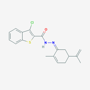 molecular formula C19H19ClN2OS B323163 3-chloro-N'-(5-isopropenyl-2-methylcyclohex-2-en-1-ylidene)-1-benzothiophene-2-carbohydrazide 