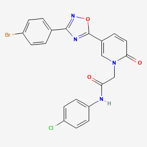molecular formula C21H14BrClN4O3 B3231640 2-(5-(3-(4-bromophenyl)-1,2,4-oxadiazol-5-yl)-2-oxopyridin-1(2H)-yl)-N-(4-chlorophenyl)acetamide CAS No. 1326901-15-8