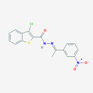 molecular formula C17H12ClN3O3S B323165 3-chloro-N'-(1-{3-nitrophenyl}ethylidene)-1-benzothiophene-2-carbohydrazide 